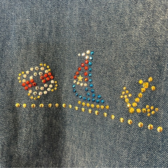 VTG Nautical Denim Button Down Jean Shirt - Picture 7 of 10